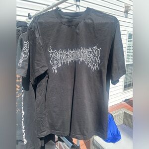 Balenciaga DISTRESSED UNISEX GOTHIC LOGO PRINTED COTTON T-SHIRT